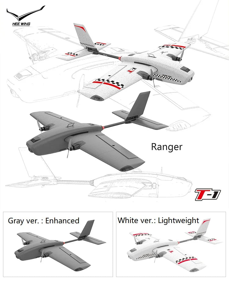 HEE WING T-1 Ranger RC Airplane KIT/PNP - Fixed Wing EPP Wingspan 730mm Adapted to DJI Snail Digital Transmission Long Battery Life 14 HEE WING T-1 Ranger RC Airplane KIT/PNP, WNI Ranger Gray ver: Enhanced White ver:: Lightweight H