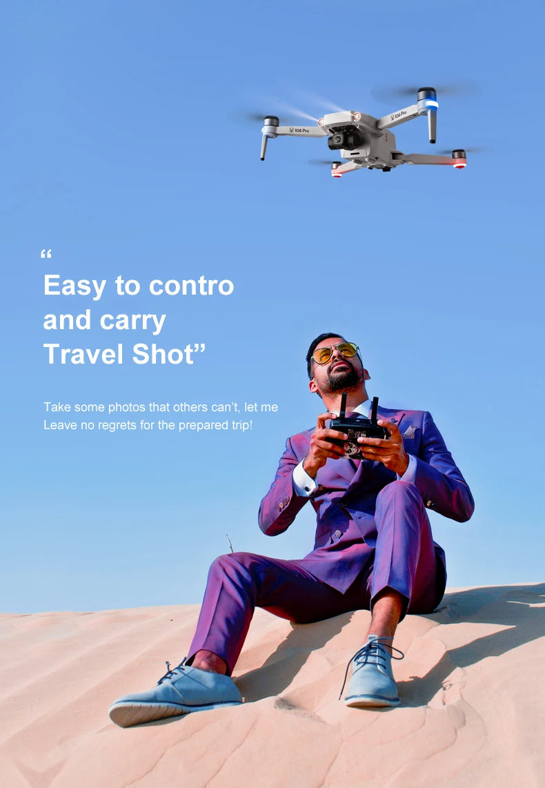 106 Pro Drone, KMR 66 Easy to contro and carry Travel Shot" Take