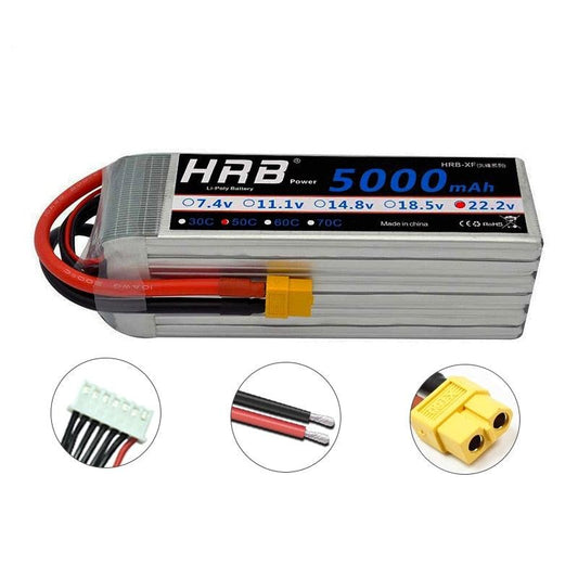 HRB 6S 22.2V Lipo Battery, HRBAFe HAB Pot 5oo0nah 07.4v 011.l
