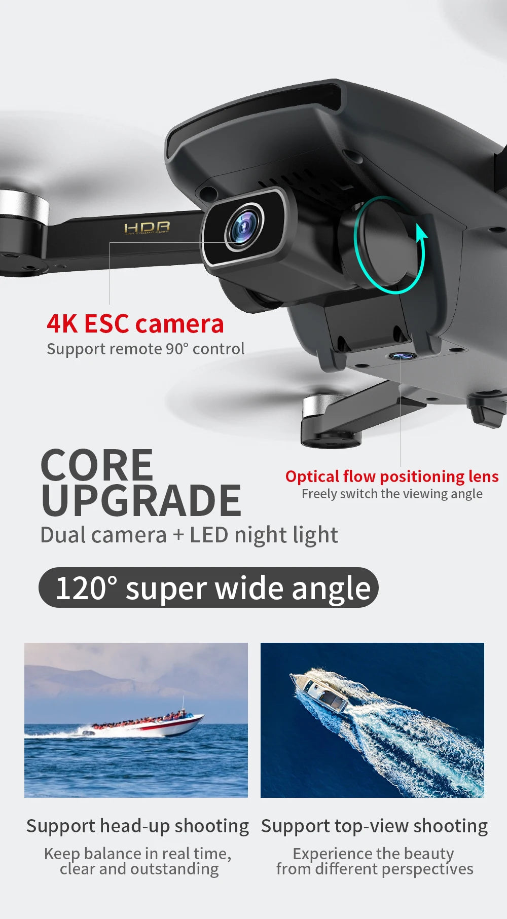 G108 Pro MAx Drone, 4K ESC camera Support remote 909 control CORE Optical flow positioning lens 