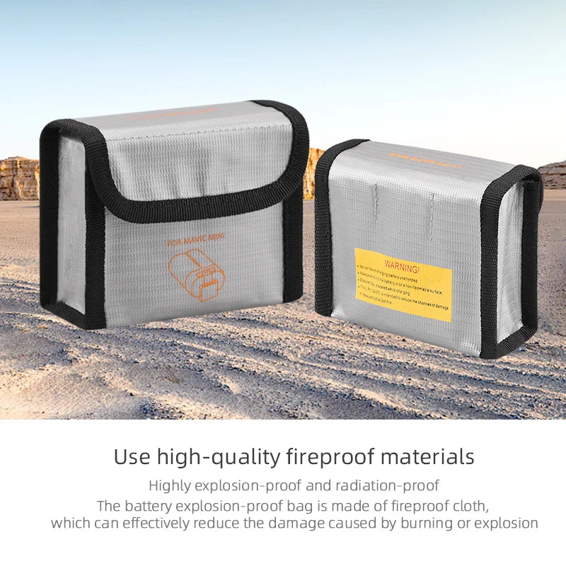 Battery Safe Bag Explosion-Proof Lipo Safety Guard Carrying Cover Storage Case for DJI Mavic Mini/Mini 2/SE Drone Accessories 10 battery explosion-proof bag is made of fireproof cloth, which can effectively reduce the damage caused