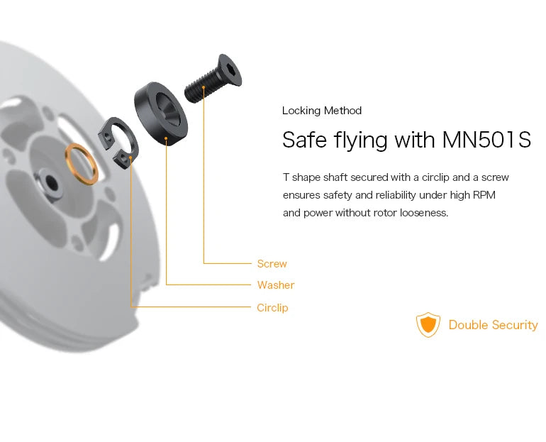 T-Motor MN501-S KV360 5.3KG Thrust Navigator Series Brushless Electrical Motor For For Aircraft Multirotor Copters RC Drones 11 T-Motor, MNSOI S T shape shaft secured with circlip and screw ensures safety and