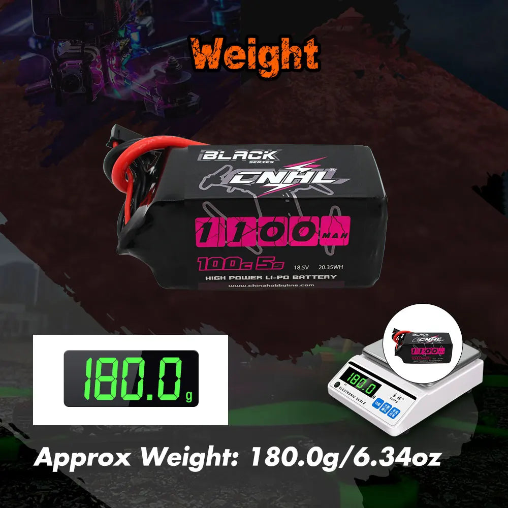 CNHL RC 2S 4S 5S 6S Lipo Battery for FPV Drone, Weight BiAZK poo 1l"LE 18.Sv 20.35WH High Power