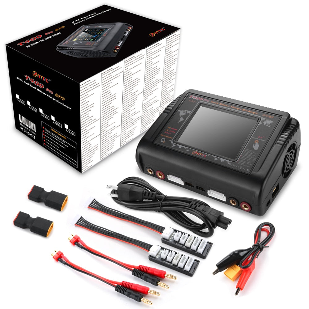 HTRC T400/T240/T150 Lipo Charger - Dual Channel Touch Screen Balance Discharger AC 200W DC 400W Battery Charger For RC Model Toys
