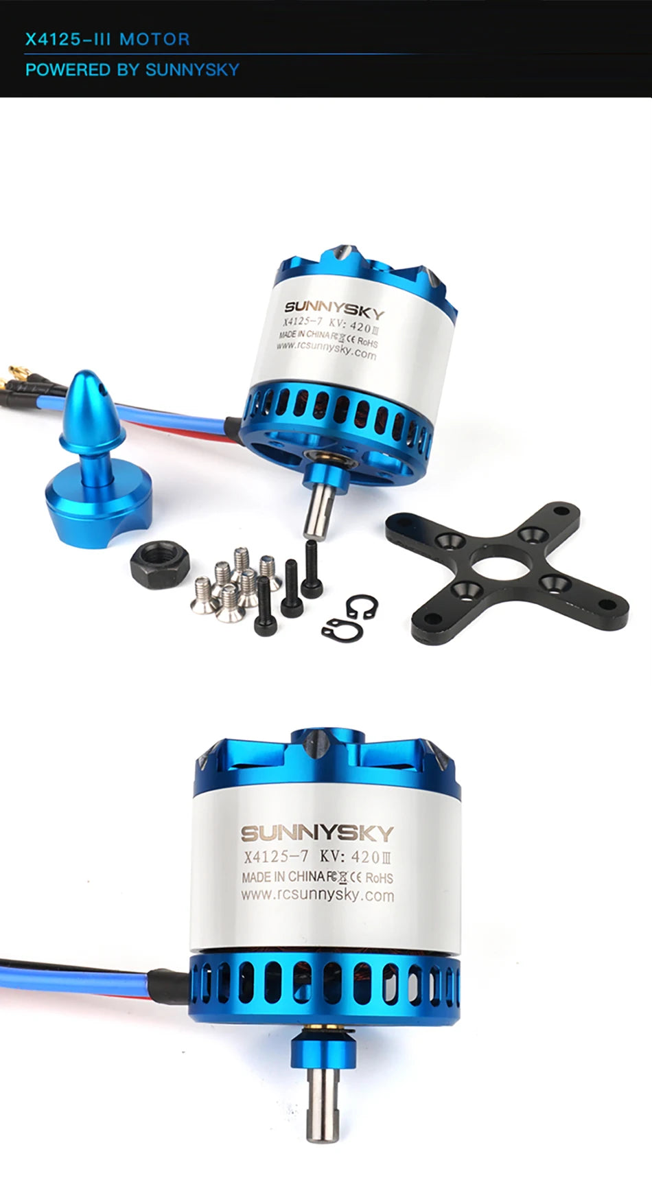 SUNNYSKY X4120-III X4125-III X4130-III 310KV 420KV 440KV 465KV 480KV Brushless Motor for RC Quadcopter Airplanes Fixed Wing Plane 8 X4125-IlI MOTOR POWERED BY SUNNYSK