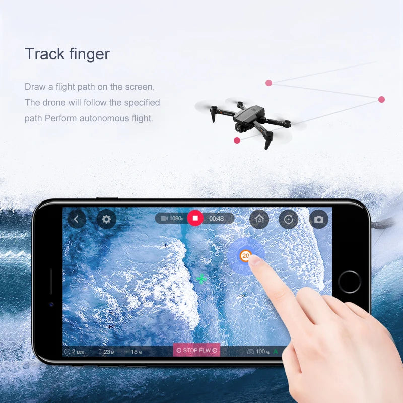 JINHENG XT6 Mini Drone - 1080P 4K HD Camera WiFi Fpv Air Pressure Altitude Hold Foldable Drone Quadcopter RC Dron Kid Toy Boys GIft 51 JINHENG XT6 Mini Drone, track finger draw a flight path on the screen; drone will follow