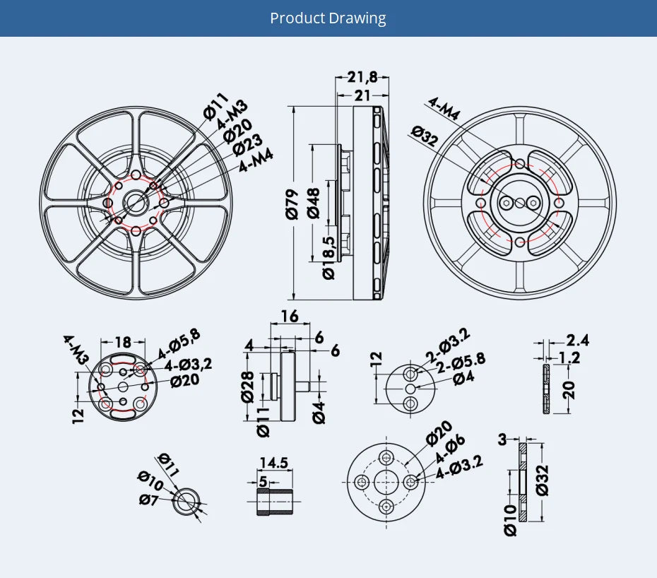 T-motor MN7005 KV115 Motor - 5KG Max Thrust Antigravity Light Efficient Energy-saving Motor For Aircraft UAV RC Drone 12 T-motor MN7005 KV115 Motor SPECIFICATIONS Use