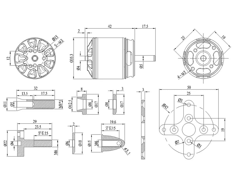 FLASHHOBBY D3542EVO 3542 2820 1000KV 1250KV 1450KV FPV RC Brushless Motor for UAV Aircraft Multicopters RC Plane Helicopter 10 D3542EVO 3542 2820 1000KV 1250KV 1450K