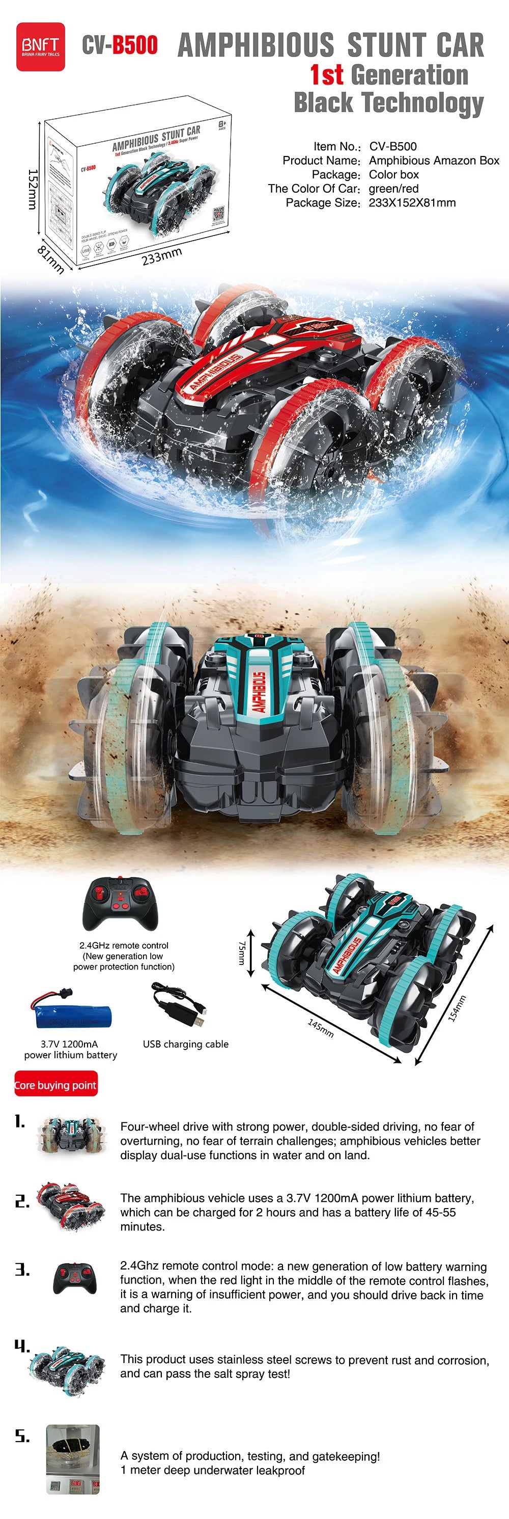 Newest High-tech Remote Control Car, BNFT bainafaiay Vales CV-B5oo