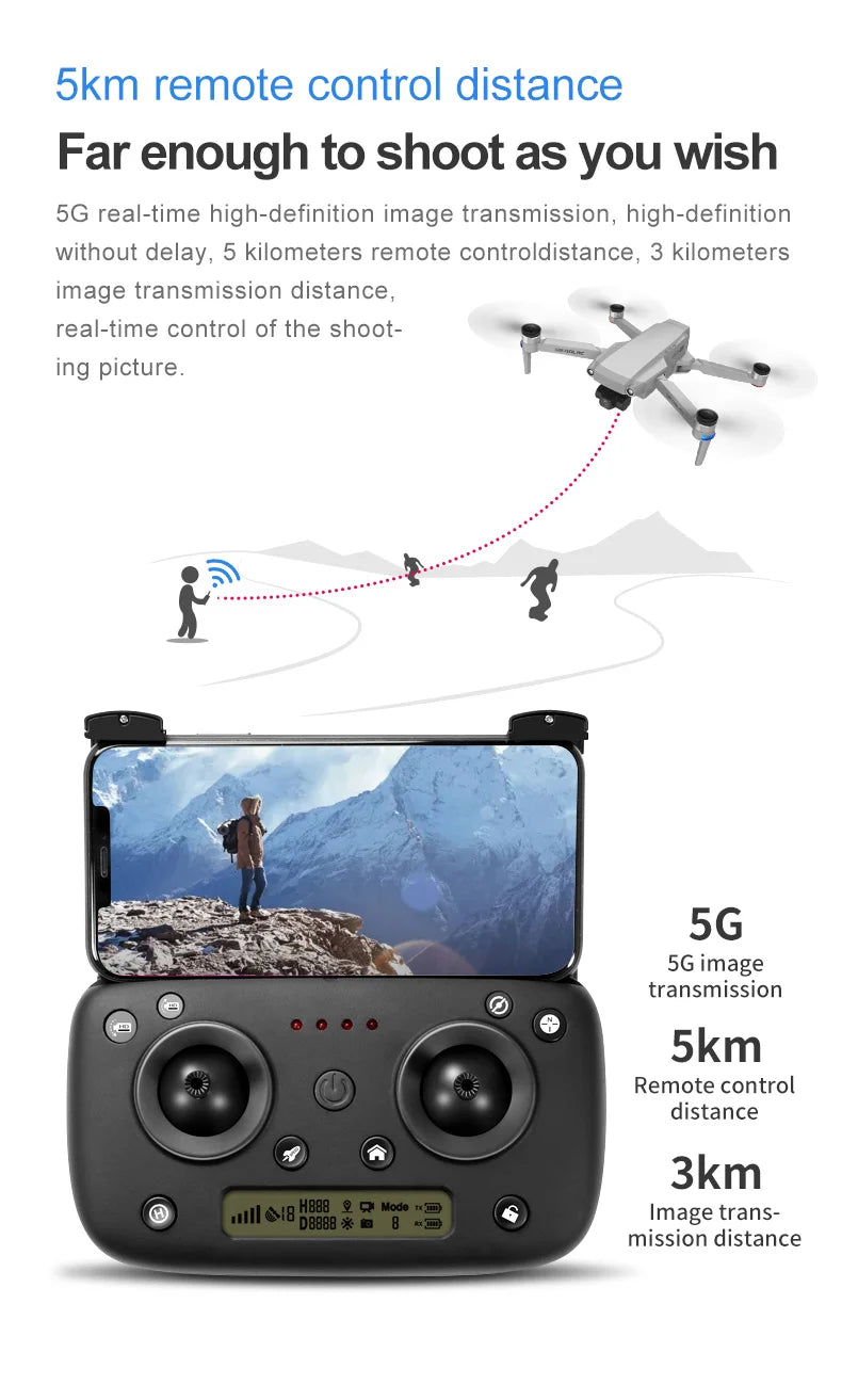 U8 Drone, Skm remote control distance Far enough to shoot as you wish 5G real-time high-