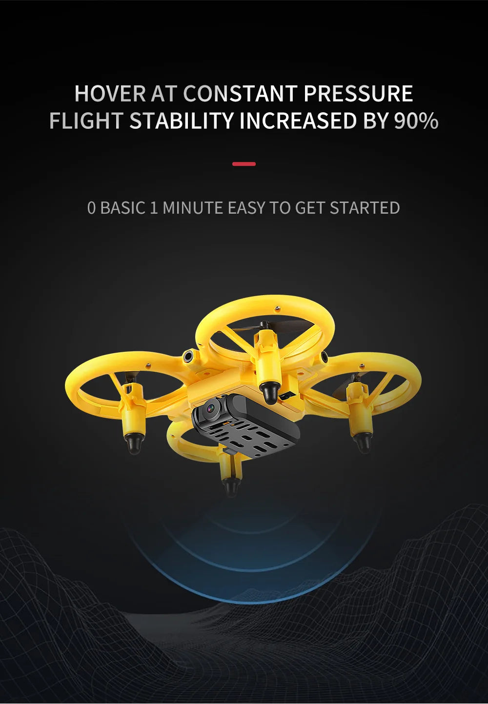 HGRC 2.4G Mini Watch RC Drone, HOVERAT CONSTANT PRESSURE FLIGHT STABILITY INCREASED B