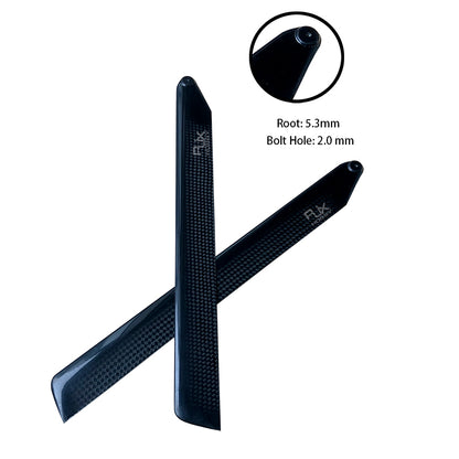RJXHOBBY 255mm 3K Carbon Fiber Main Blades, RJXHOBBY 255mm 3K carbon fiber main rotor blades with 5.3mm root and 2.0mm bolt hole
