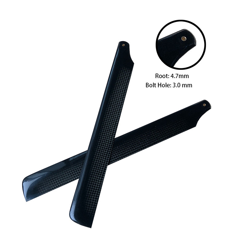 RJXHOBBY 290mm 3K Carbon Fiber Main Blades, Pair of RJXHOBBY 290mm 3K carbon fiber helicopter main rotor blades with 3.0mm bolt hole