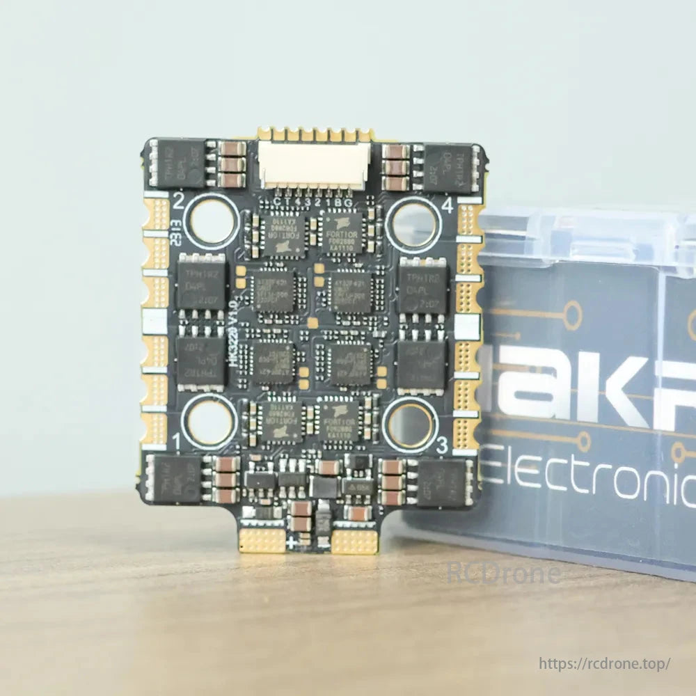 HAKRC BLHeli_32 3220 65A 4-in-1 ESC, Built with durable components: AT32F421, Japanese MOSFETs, FD6288Q IC drivers, and Murata capacitors for reliable performance.