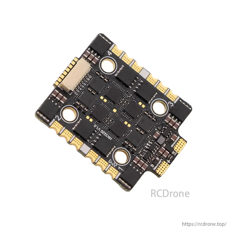 HAKRC BLHeli_32 3220 65A 4-in-1 ESC for FPV drones, compact with labeled ports, supports 2S–8S.