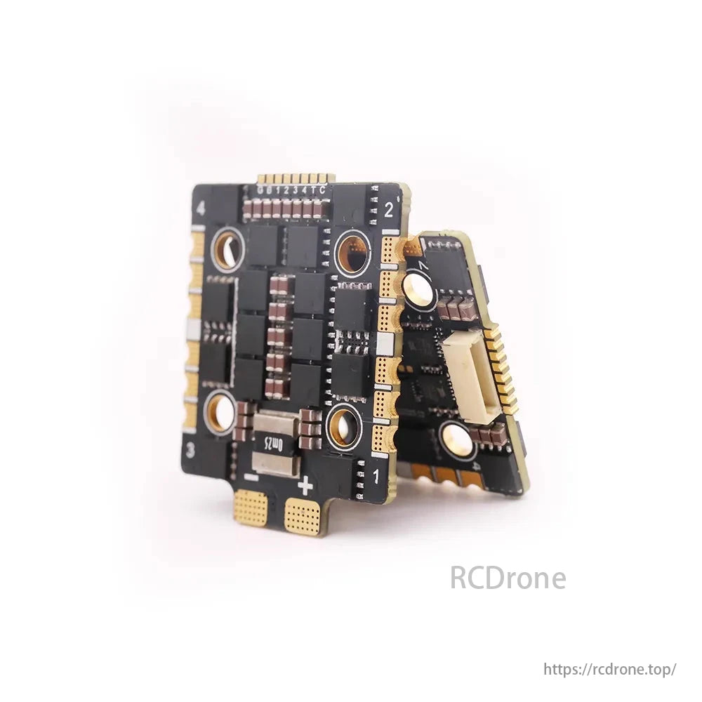 HAKRC BLHeli_32 3220 65A 4-in-1 ESC for 2S–8S FPV drones, compact with gold connectors.