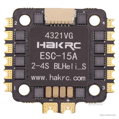 HAKRC BLS 15A 4-in-1 ESC, HAKRC ESC-15A 4-in-1 for FPV drone: 2-4S LiPo, 20x20mm, DShot600, BLHeli_S firmware.