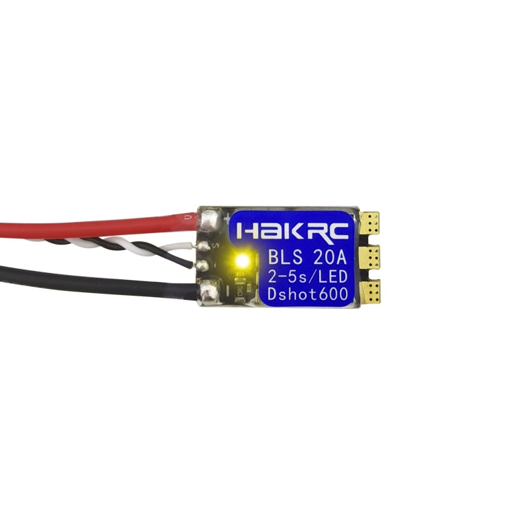 HAKRC BLS 20A BLHeli_S ESC, HAKRC BLS 20A ESC with BLHeli_S, 2-5S, DShot600, programmable LED, damped light, ideal for FPV racing.