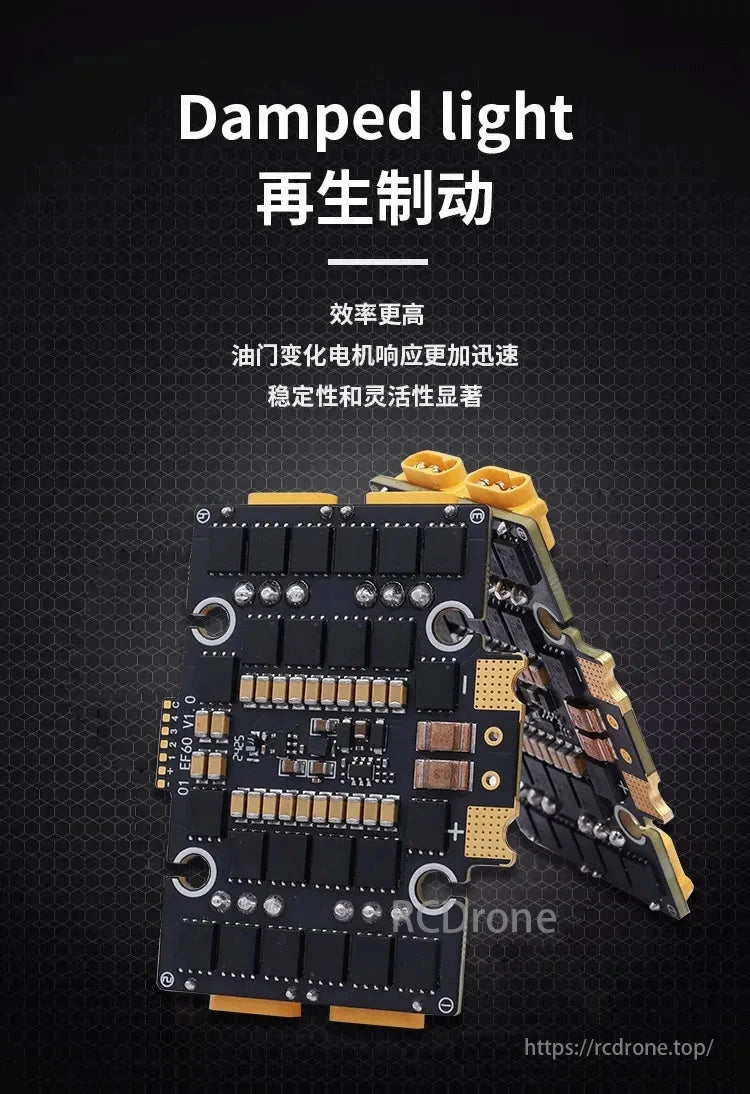 HAKRC EF60 50A / 65A 4-in-1 ESC, Damped light ESC enhances efficiency, rapid motor response, stability, and flexibility.