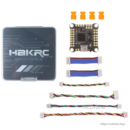 HAKRC F7230 V2 Flight Controller features STM32F722 chip, dual gyro for stability, and supports 2S-6S batteries.