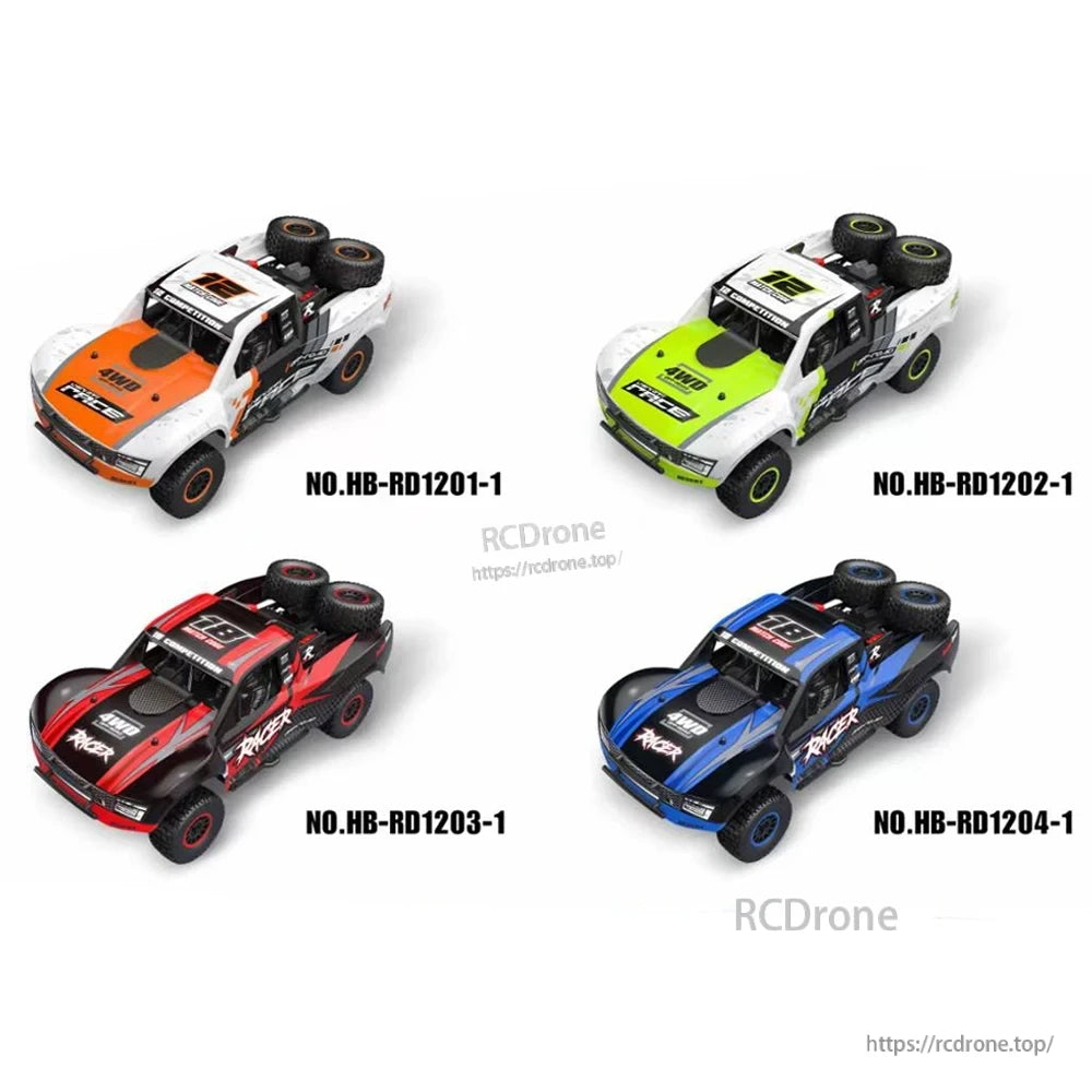 HB RC Cars: Four Models in Orange, Green, Red, Blue