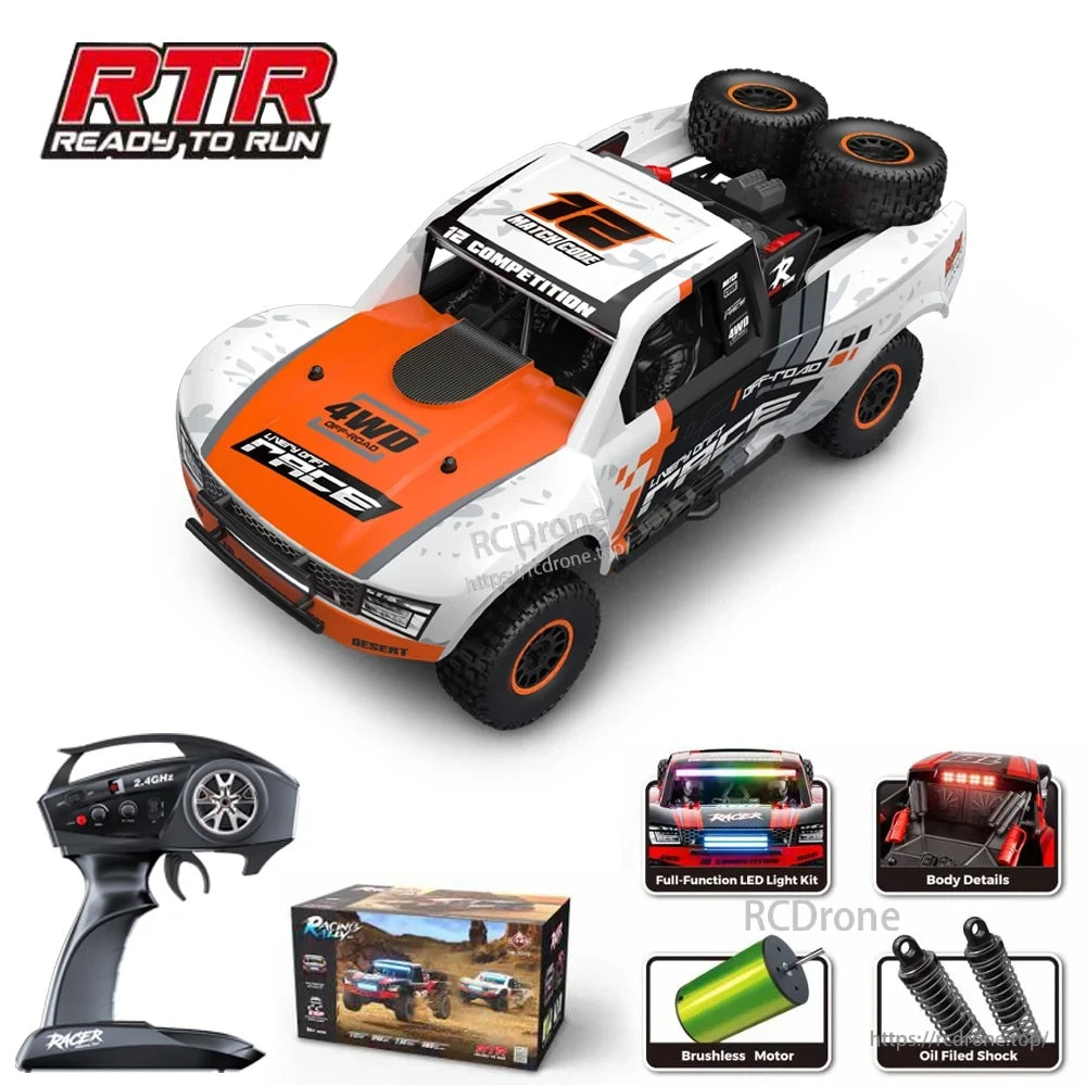 HB RC Car, RTR 4WD RC truck with brushless motor, oil-filled shocks, LED lights, and detailed body—ready to run right out of the box.
