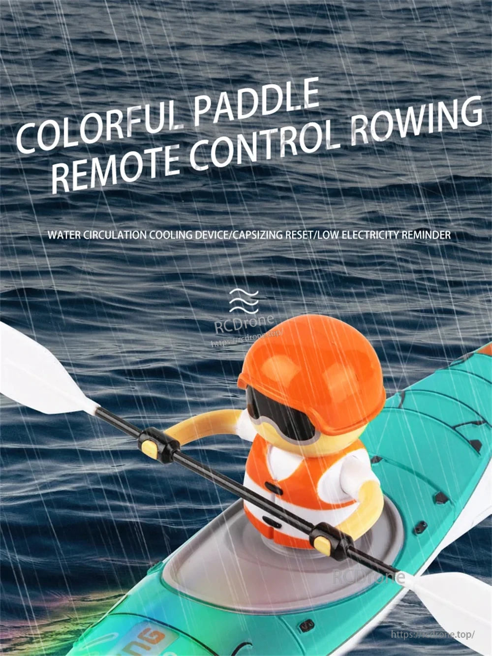 HC-810 RC Boat, Water circulation cooling device for high-performance boats, compact design, and easy remote control with colorful display