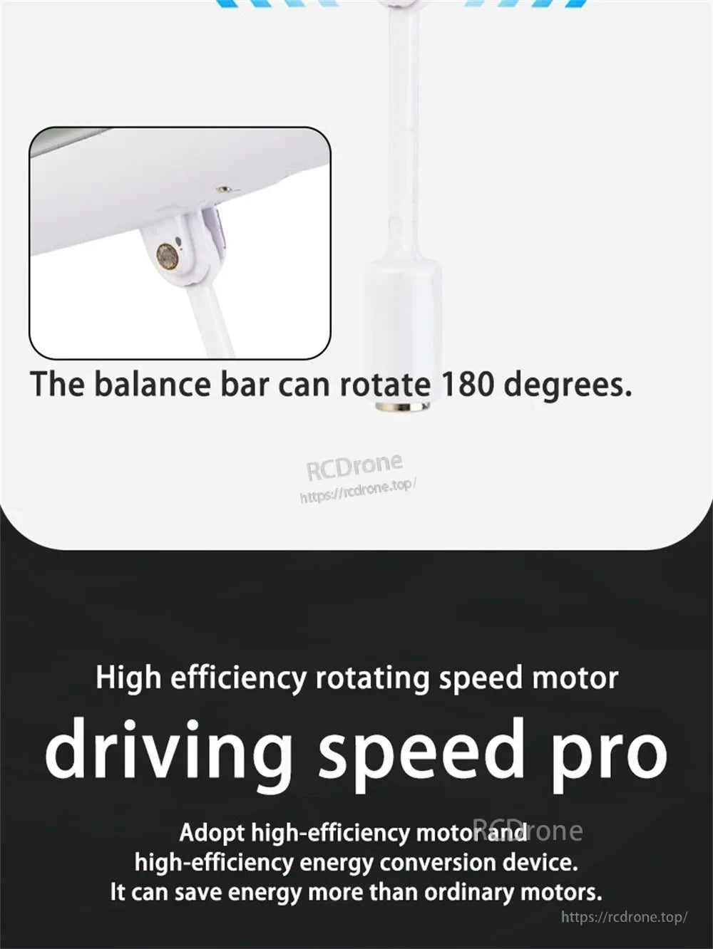 HC-810 RC Boat, Balance bar rotates 180 degrees; high-efficiency motor saves energy.