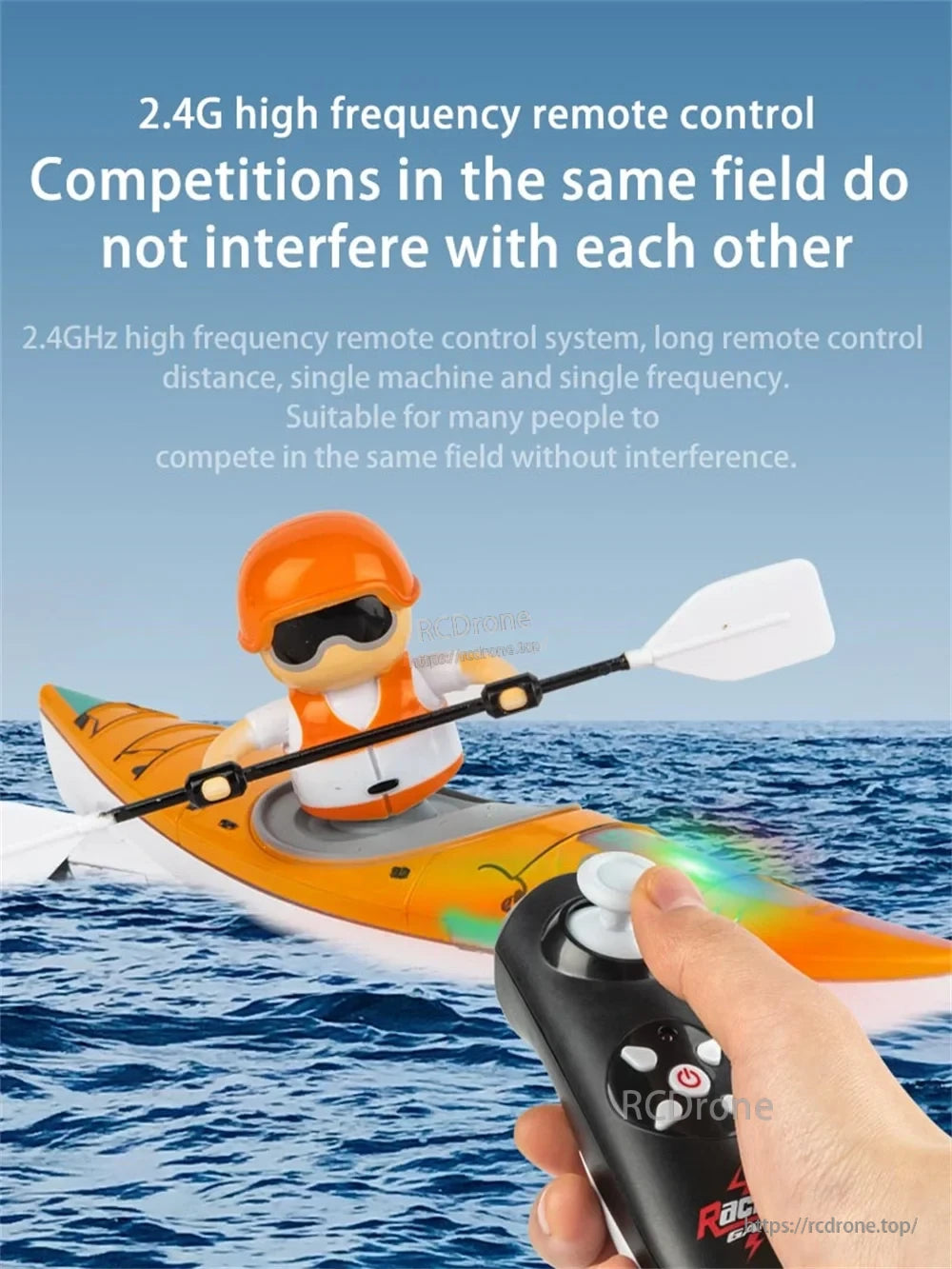 HC-810 RC Boat, High frequency 2.4G remote control allows multiple boats to compete in the same field without interference.