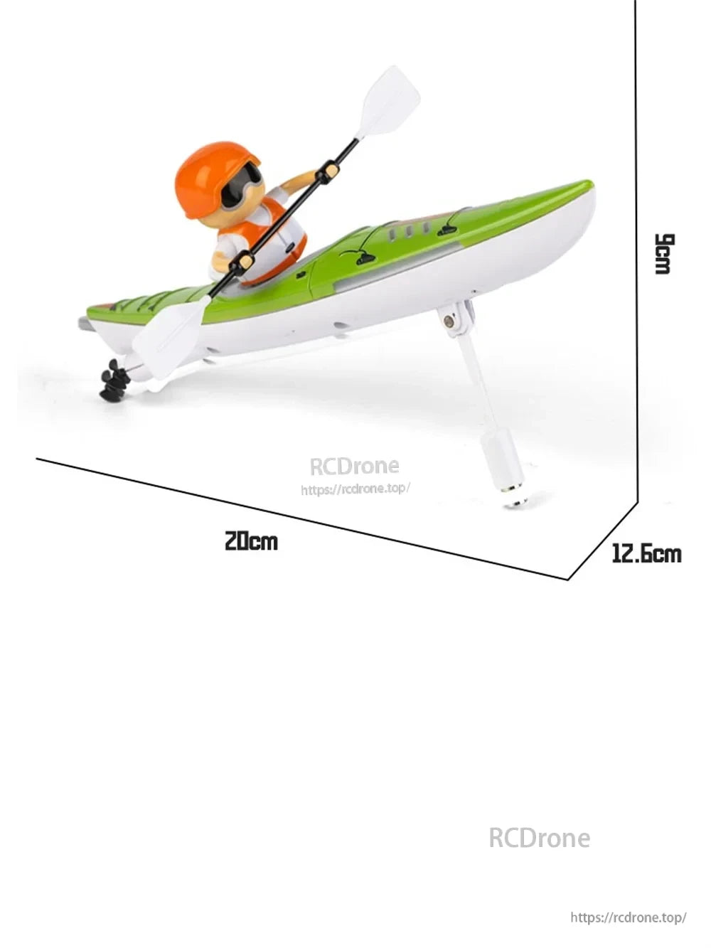 The HC-810 RC Boat is a ready-to-run kayak-style model featuring 2.4G remote control and dual driving modes.