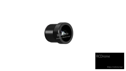 Threaded lens barrel side view with front glass visible, showing ribbed body and mounting threads