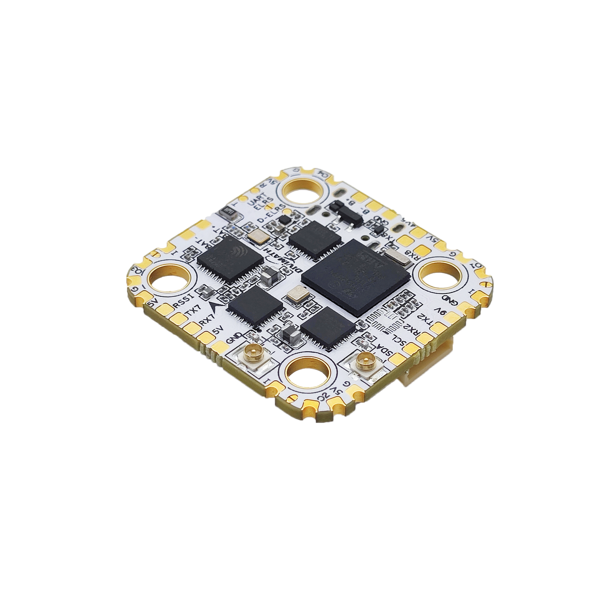 HDZero Halo H7 Flight Controller board top view showing H7 MCU and four mounting holes
