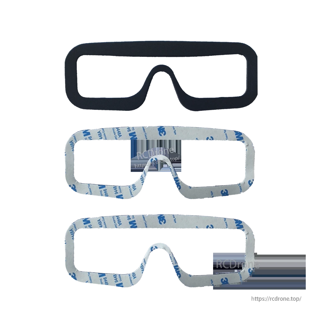 Adhesive-backed foam face gasket replacement pad for FPV goggles, peel-and-stick backing