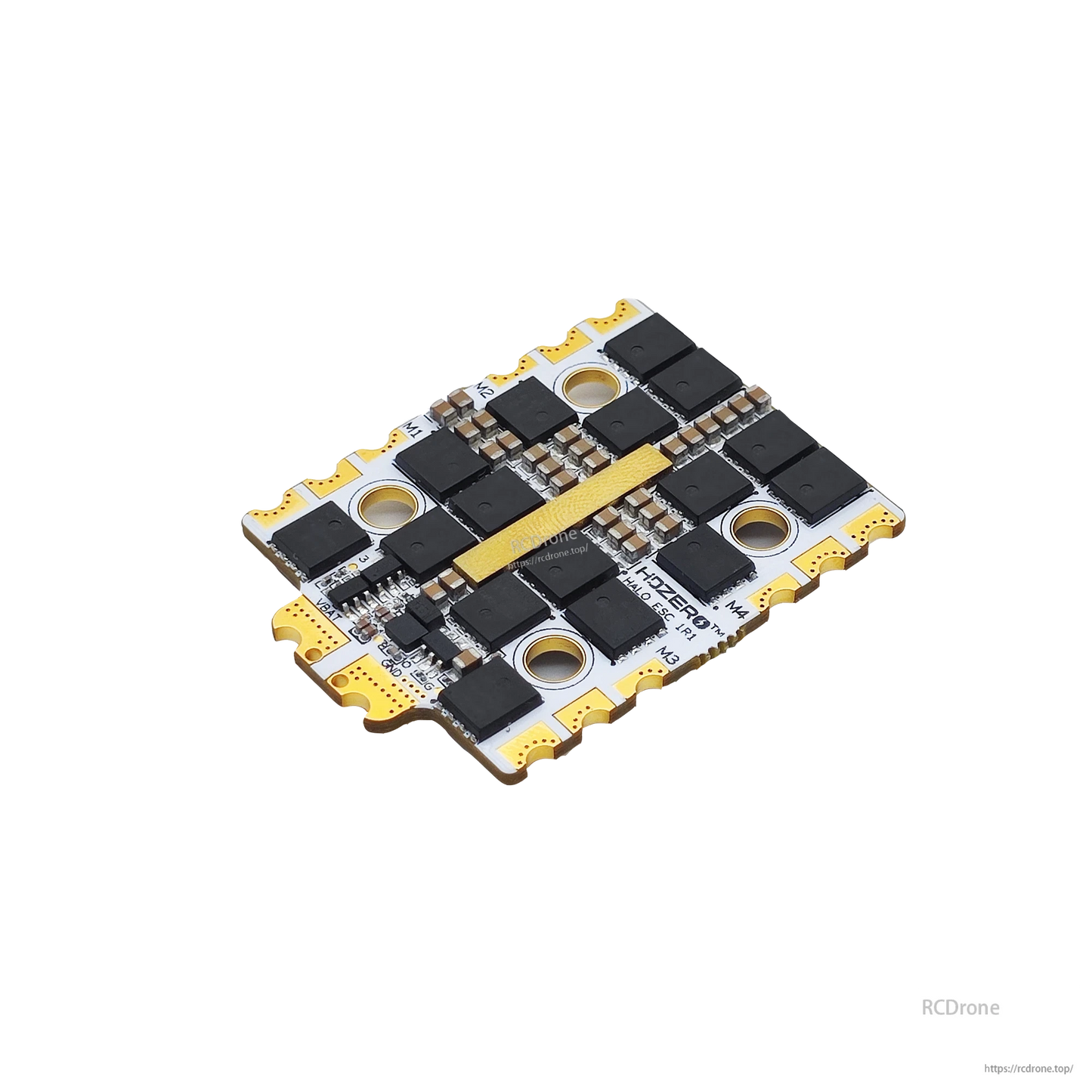 Halo 4-in-1 ESC board bottom view with MOSFET layout and 20x20 mounting pattern