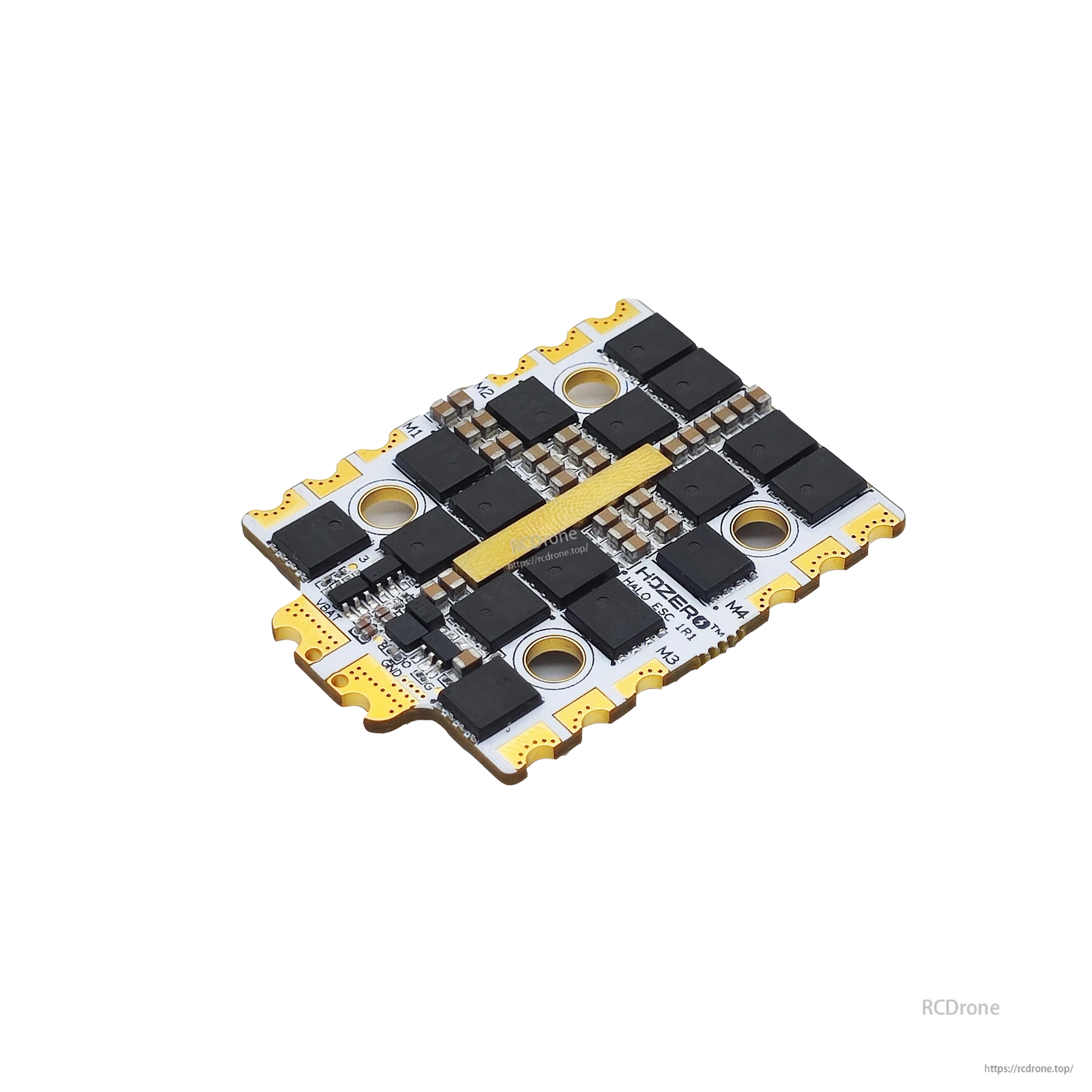 Halo 4-in-1 ESC board bottom view with MOSFET layout and 20x20 mounting pattern