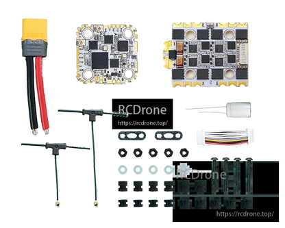 The Halo Stack includes H7 FC, Gemini ELRS RX, 70A 4in1 ESC, supports 3–8S, BLHeli32/AM32, and offers Plug&Play convenience.