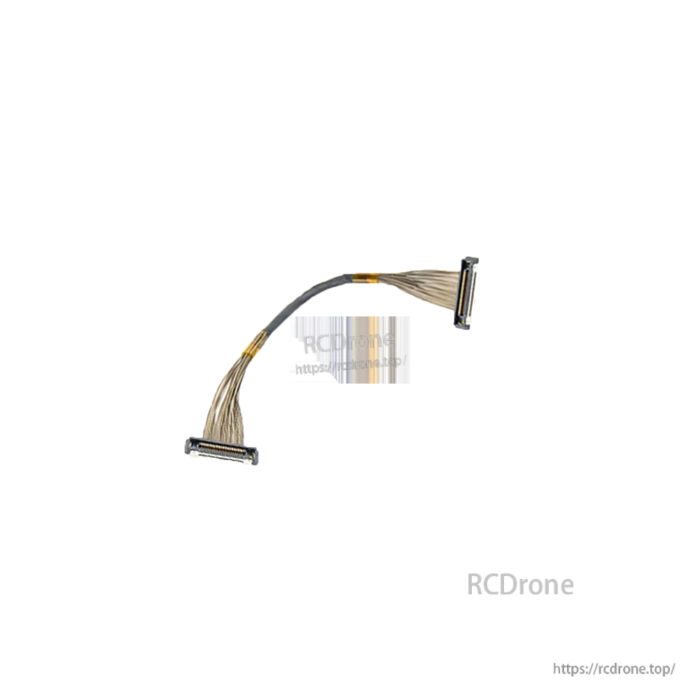 Close view of the MIPI ribbon cable showing both connector ends and flexible cable bundle