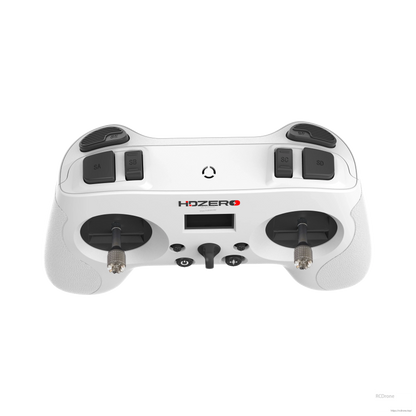 Top view of HDZero radio transmitter showing SA/SB/SC/SD shoulder switches and grips