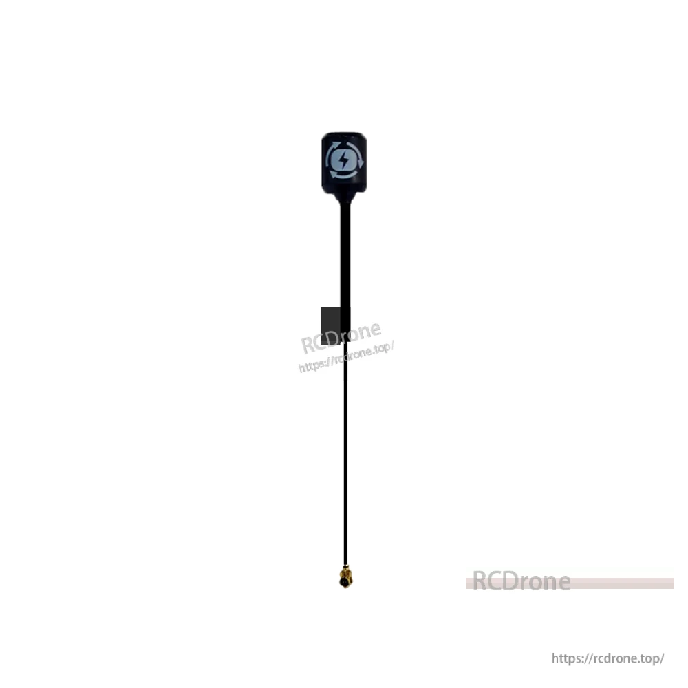 Black RHCP 5.8GHz FPV antenna with long coax lead and U.FL connector tip
