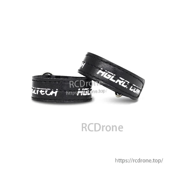 HGLRC Metal Buckle Battery Strap in black with HGLRC.COM branding, rolled view