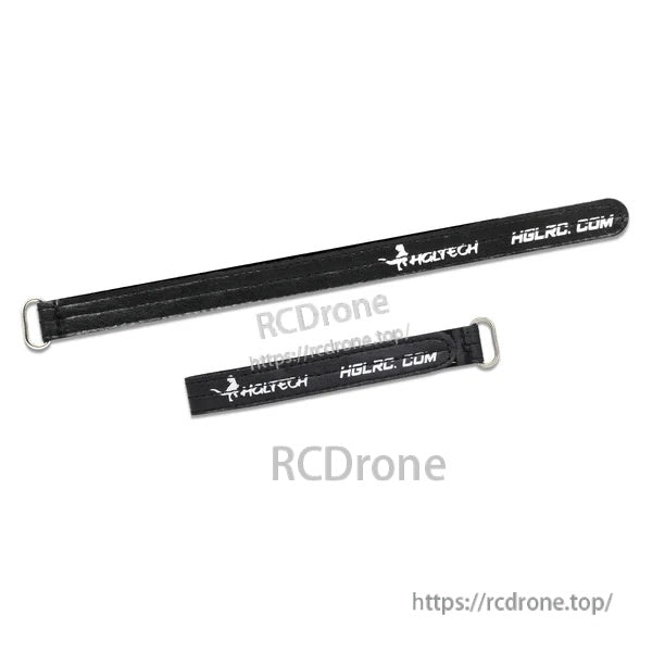 HGLRC Metal Buckle Battery Strap length comparison with two strap sizes and HGLTECH print