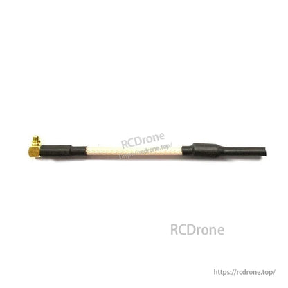 Side view of the antenna coax cable assembly with right-angle MMCX connector and insulated tip