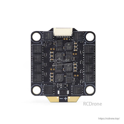 HGLRC 4-in-1 ESC underside view showing signal connector and motor pad numbering 1–4