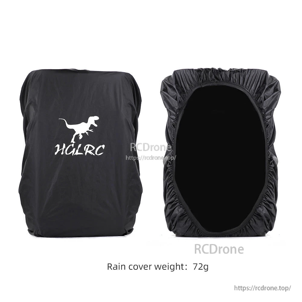 HGLRC rain cover front and elastic opening view, rain cover weight 72g