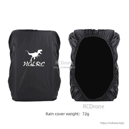 HGLRC rain cover front and elastic opening view, rain cover weight 72g