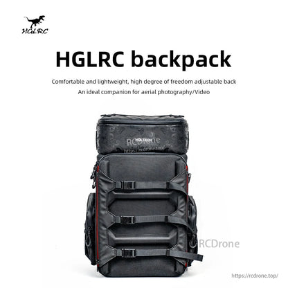 HGLRC B1 Backpack Set drone backpack/camera bag front view with HGLRC backpack headline graphic