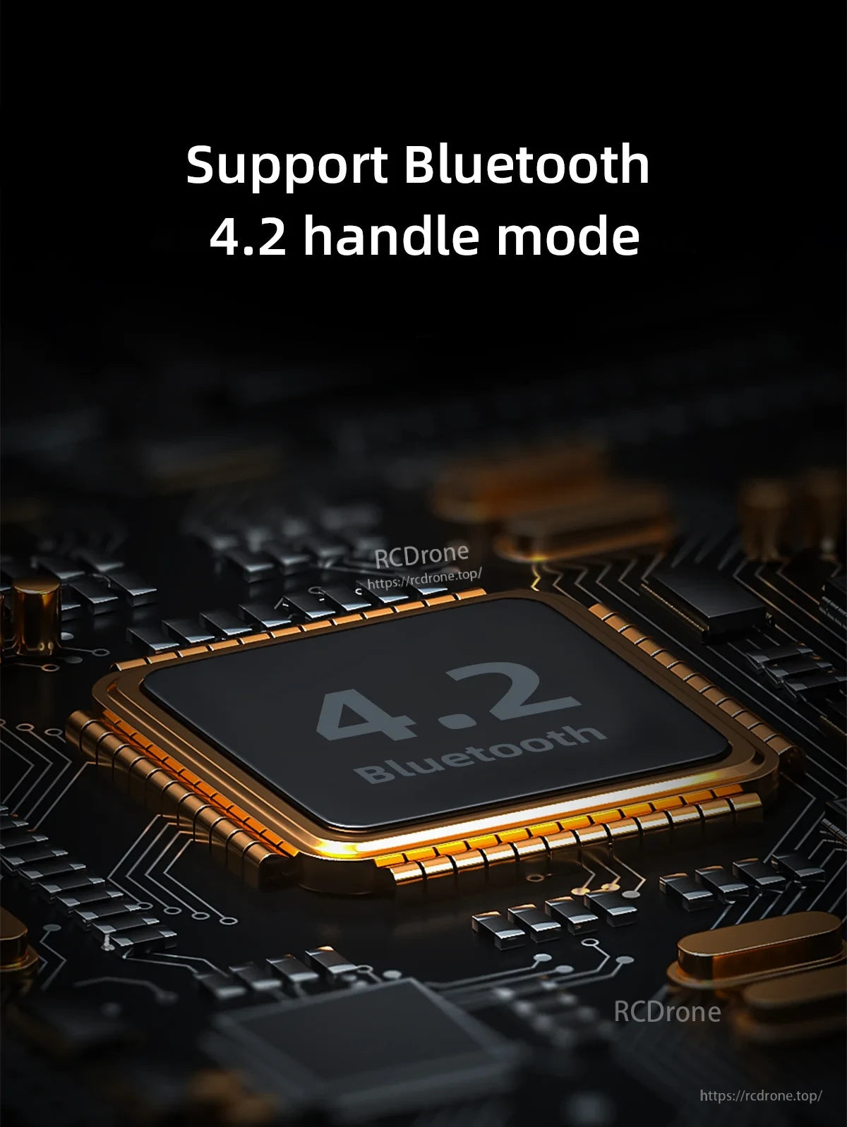 Bluetooth 4.2 handle mode graphic with 4.2 chip illustration for wireless connectivity