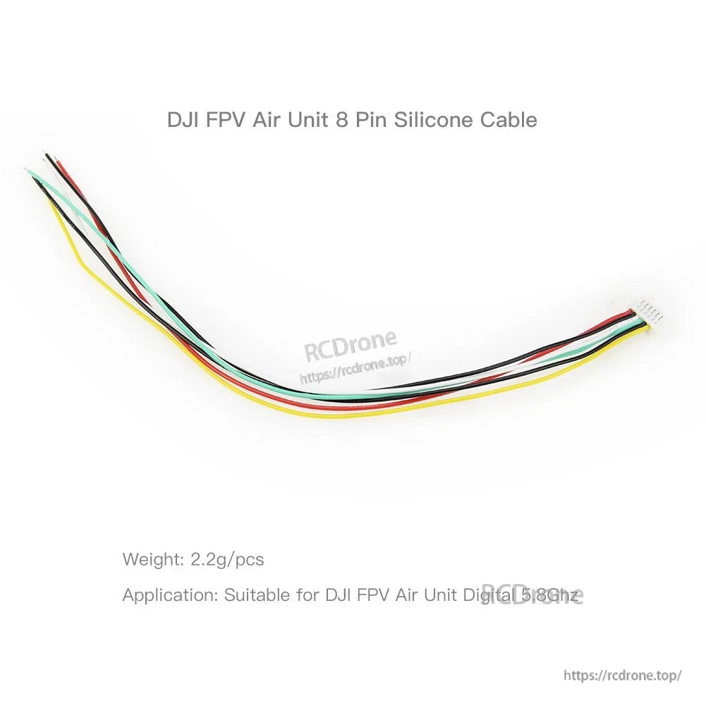 HGLRC DJI FPV Air Unit 8 Pin Silicone Cable shown bent, multicolor leads and connector
