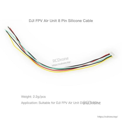HGLRC DJI FPV Air Unit 8 Pin Silicone Cable shown bent, multicolor leads and connector