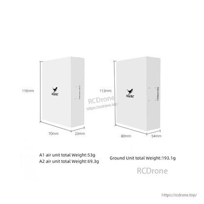 Packaging box size and total weight chart for A1/A2 air unit and ground unit